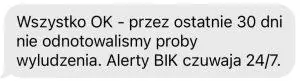 alert bik w formie wiadomości SMS