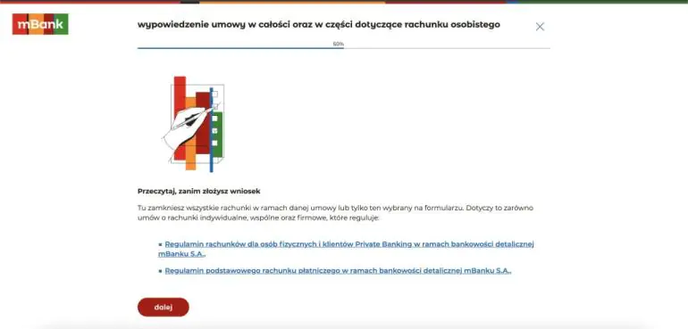 zrzut ekranu z usługi bankowości internetowej mBanku