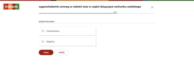 zrzut ekranu z usługi bankowości internetowej mBanku