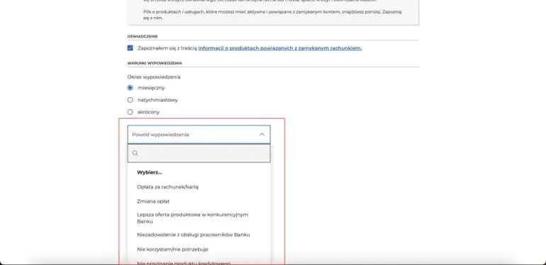 zrzut ekranu z usługi bankowości internetowej mBanku