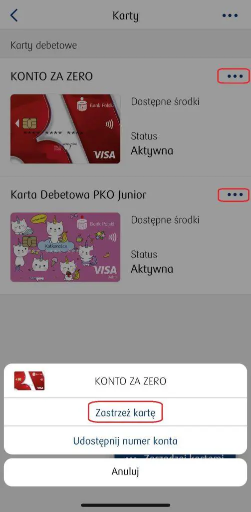 Jak zastrzec kartę w PKO BP