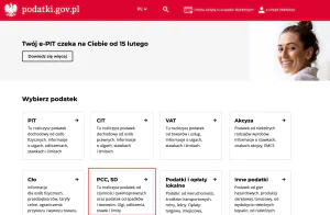 Zrzut ekrany z serwisu podatki.gov.pl