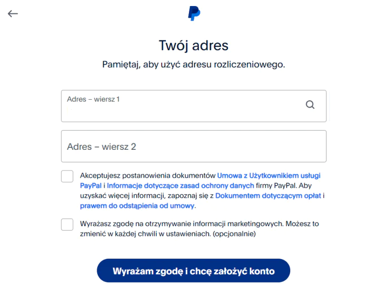 Siódmy krok do założenia konta PayPal