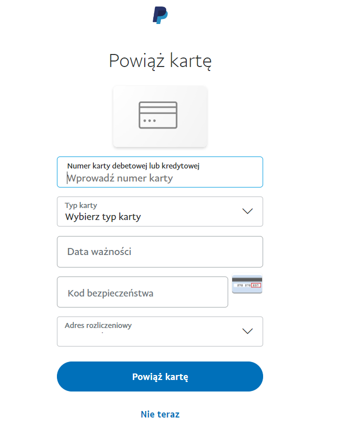 Dziewiąty krok do założenia konta Paypal