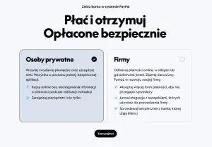 Założenie konta paypal - wybór rodzaju konta