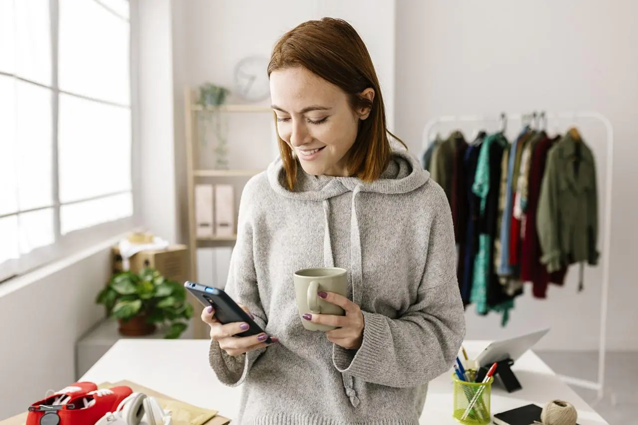 Kobieta płaci online za zakupy z wykorzystaniem konta paypal