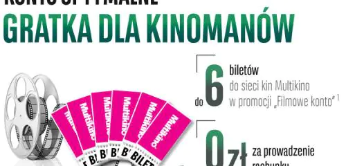 szpula po taśmie filmowej i wachlarz 6 biletów do kina w zamian za konto optymalne BGŻ BNP Paribas