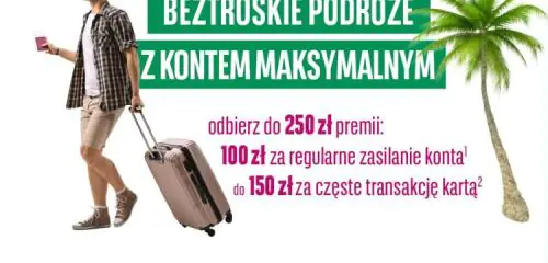 mężczyzna z walizką i palma