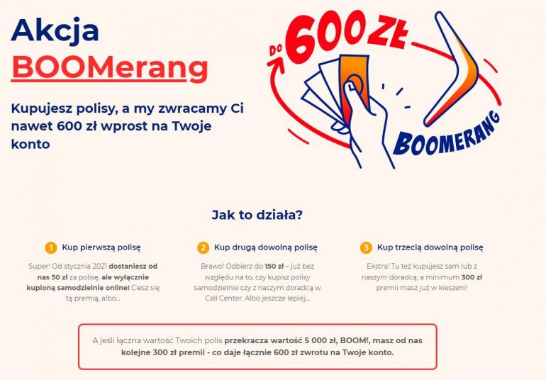akcja boomerang rankomat.pl zwrot pieniędzy za ubezpieczenie