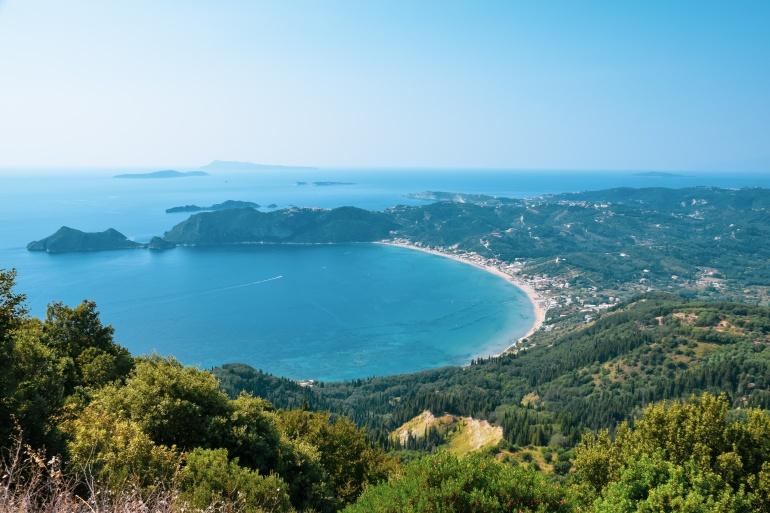 Panorama nad wyspą Korfu