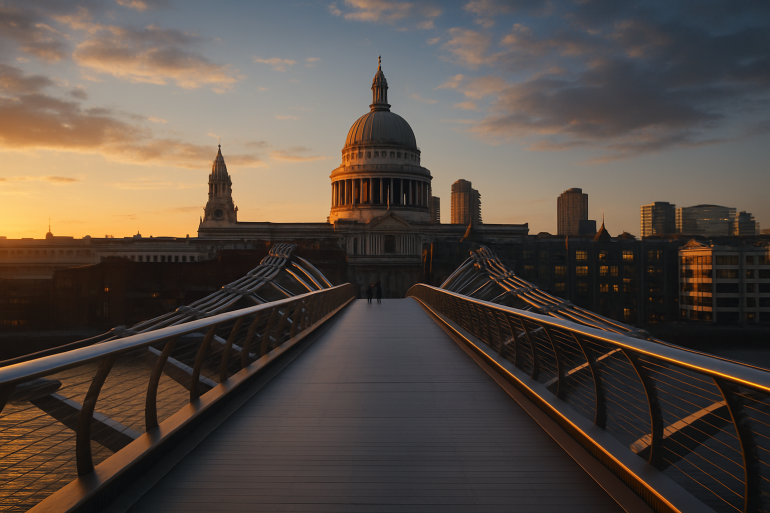 Millenium Bridge z widokiem na Katedrę św. Pawła w Londynie
