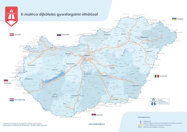 mapa, na której zaznaczono autostrady i drogi szybkiego ruchu na Węgrzech