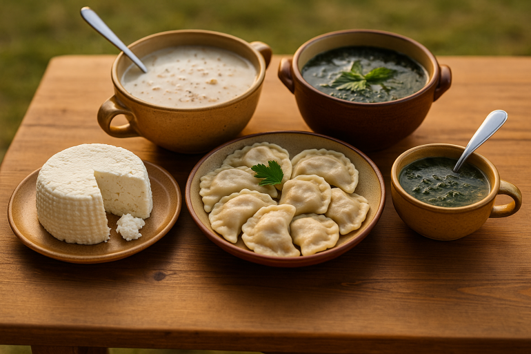  bundz, żur z chrzanem, pierogi z soczewicą, zupa z pokrzywy