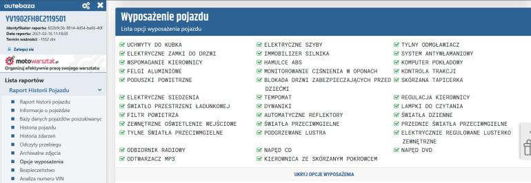Wyposażenie po VIN w autobaza