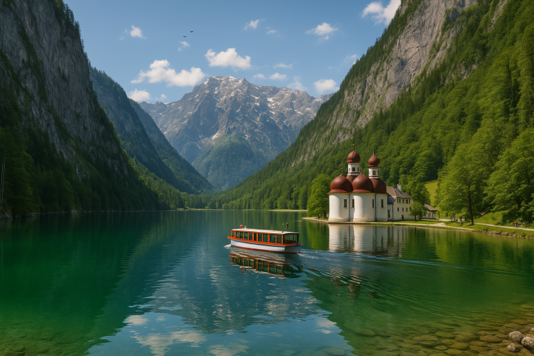 St. Bartholomä (kaplica, widok na Watzmann)
