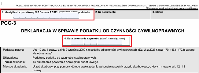 formularz podatkowy PCC-3