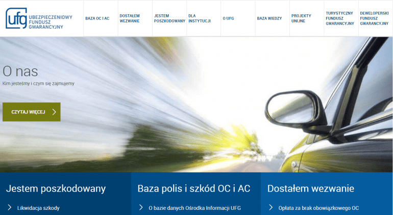 Strona UFG z informacjami