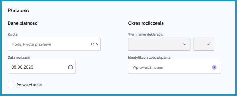 Formularz płatności mandatu online
