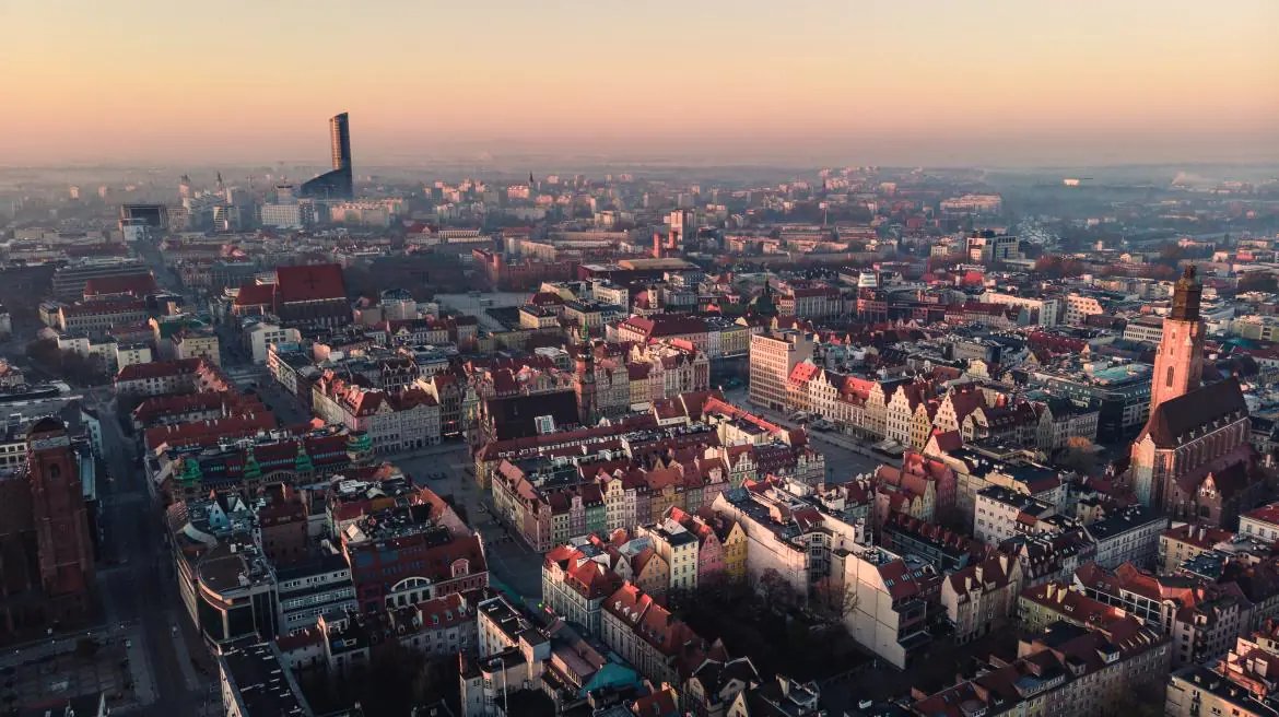 widok na wrocław z lotu ptaka