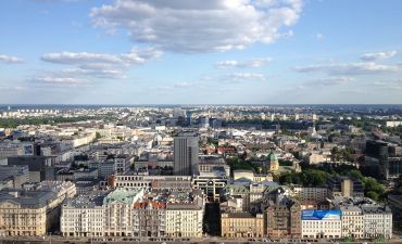 centrum warszawy z lotu ptaka