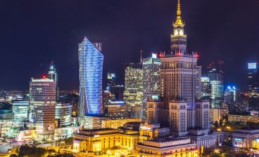 widok na Warszawę nocą