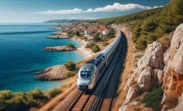 pociąg do Chorwacji jadący brzegiem morza