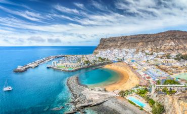 panorama, morze, plaża, miasto - Gran Canaria