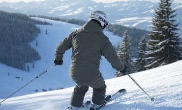 narciarz na stoku zjeżdżający w dół