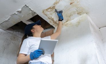 kobieta sprawdza zalany sufit