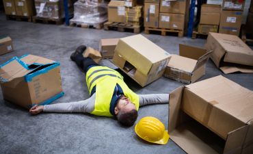 Pracownik leży na podłodze